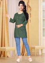 Rayon Green Office Wear Plain Readymade Kurti